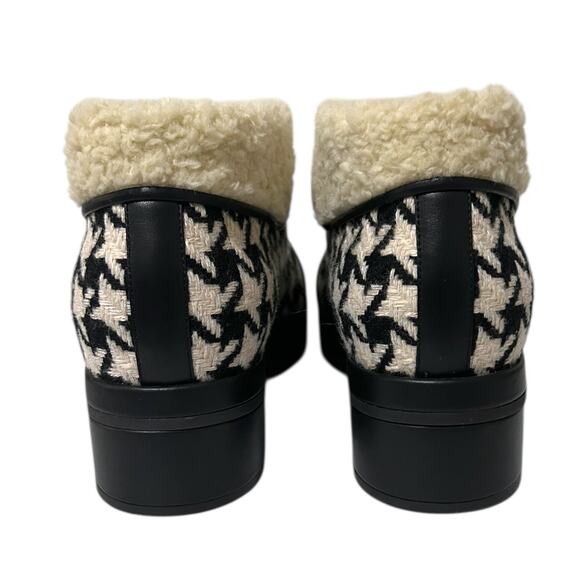 Gucci Shearling Houndstooth Ankle Boots Black White 39 - Picture 4 of 6